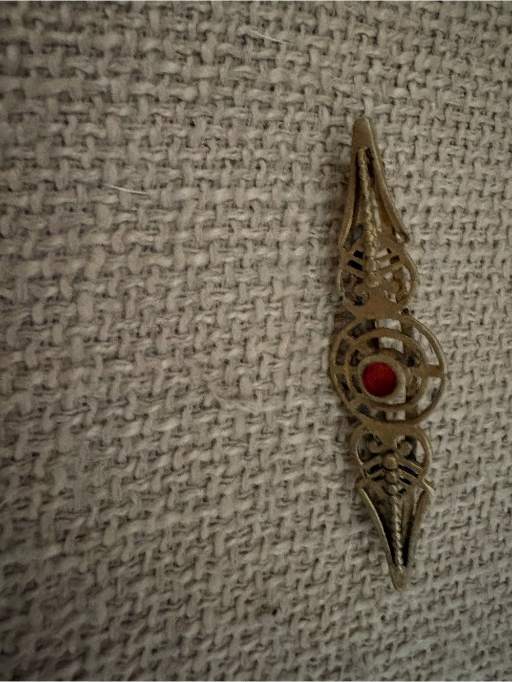 Gold-Tone Decorative Hair Pin with Red Accent